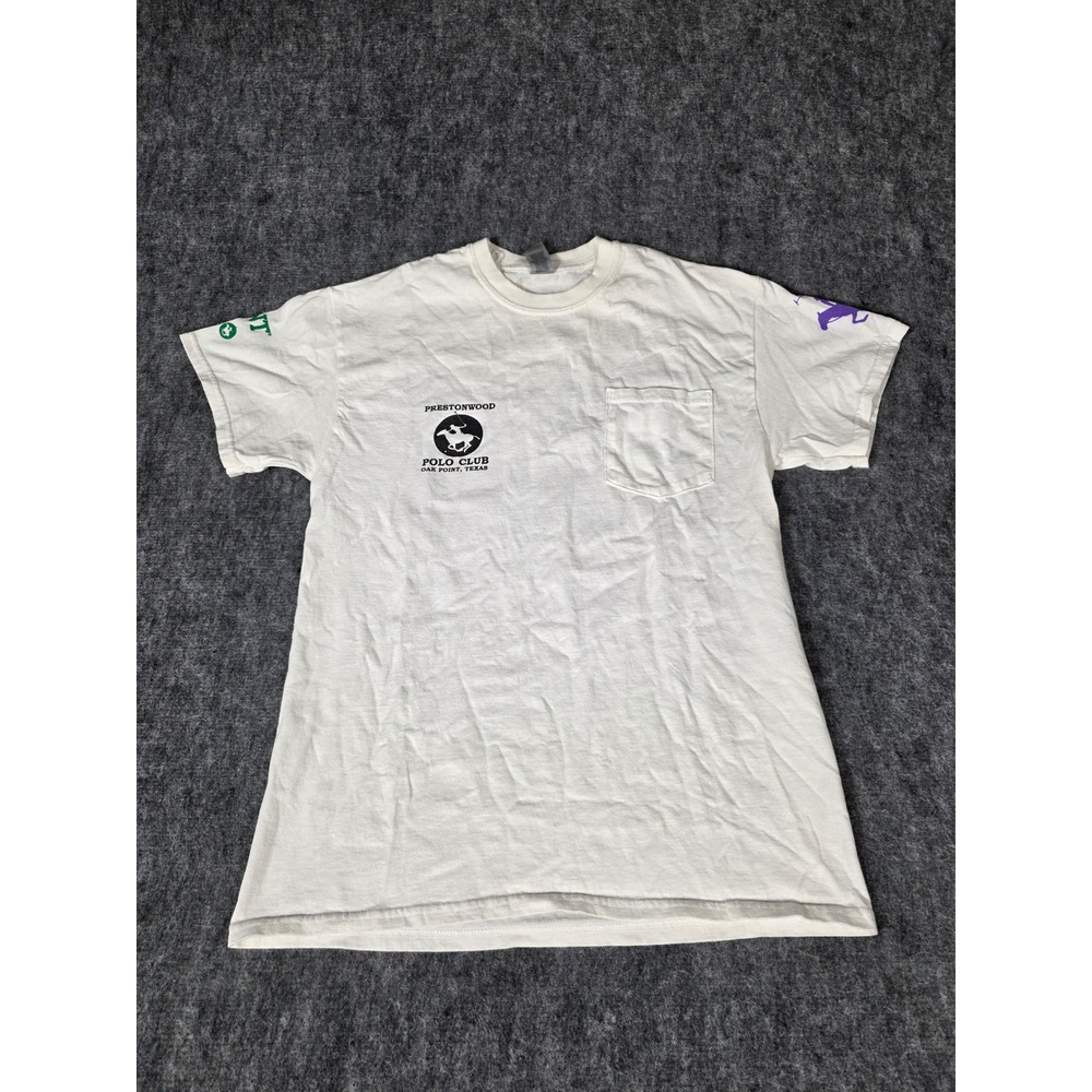 Prestonwood Polo Club Mens M Pocket T Shirt White Polo Rocks Texas Graphic
